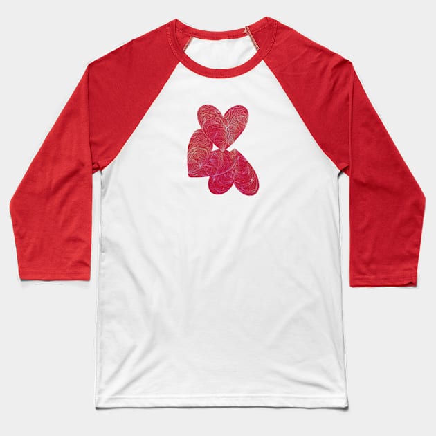 THREE HEARTS Baseball T-Shirt by MAYRAREINART